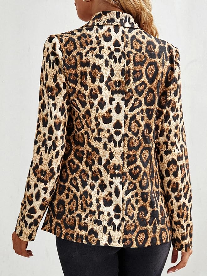 Felice Luipaard Blazer voor Dames – Stijlvolle & Trendy Blazer met V-hals