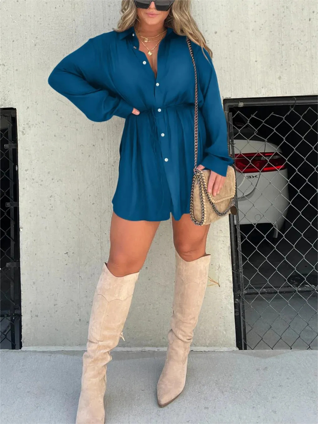Romper Jurk Dames – Trendy Satijnen Playsuit met Tailleceintuur | Jessica