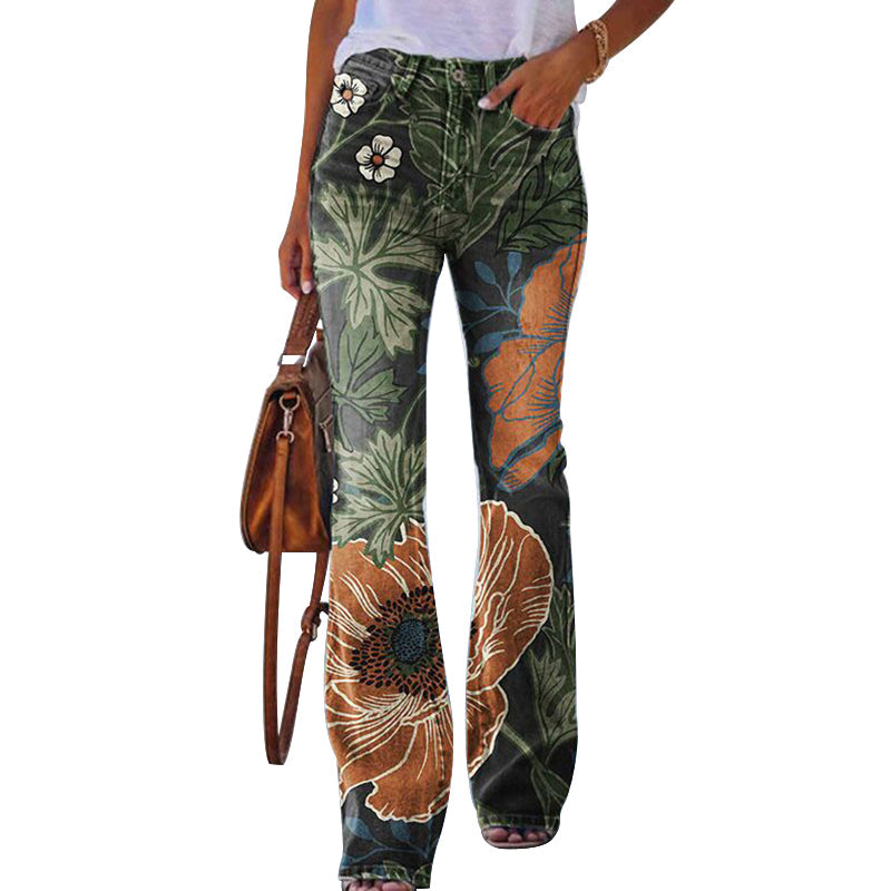 Flare jeans dames – hoge taille met 4 knopen en klassiek 5-pocket design