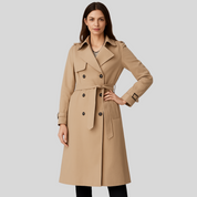 GURI dames trenchcoat – getailleerde jas met ceintuur & dubbele knopen