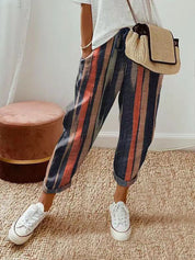 Dames Losvallende Broek met Print – Luchtige Wijde Zomerbroek met Elastische Taille