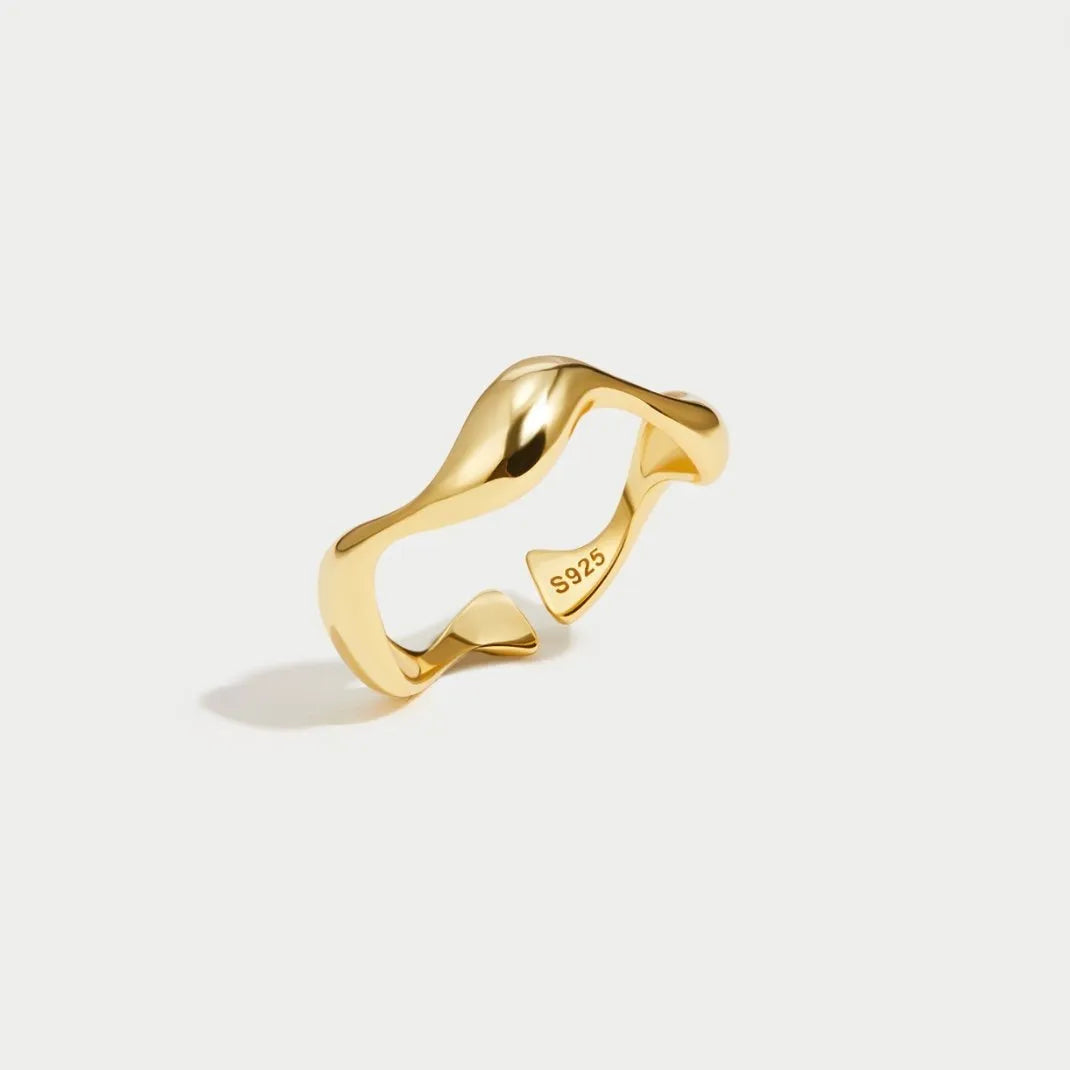 Minimalistische Ring Dames – Oceaan Inspiratie – 18K Verguld Sterling Zilver
