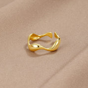 Minimalistische Ring Dames – Oceaan Inspiratie – 18K Verguld Sterling Zilver