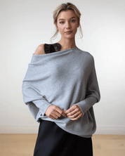 Off shoulder trui dames – losse gebreide trui met elegante open schouderlijn