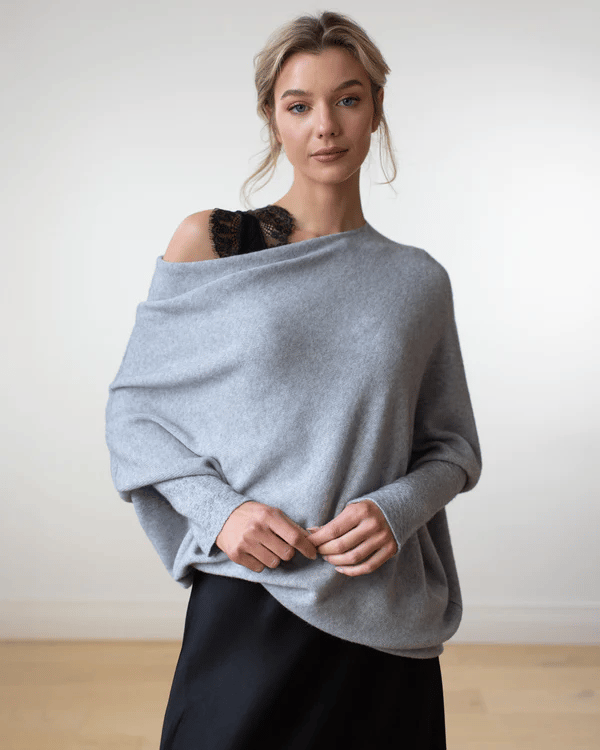 Off shoulder trui dames – losse gebreide trui met elegante open schouderlijn