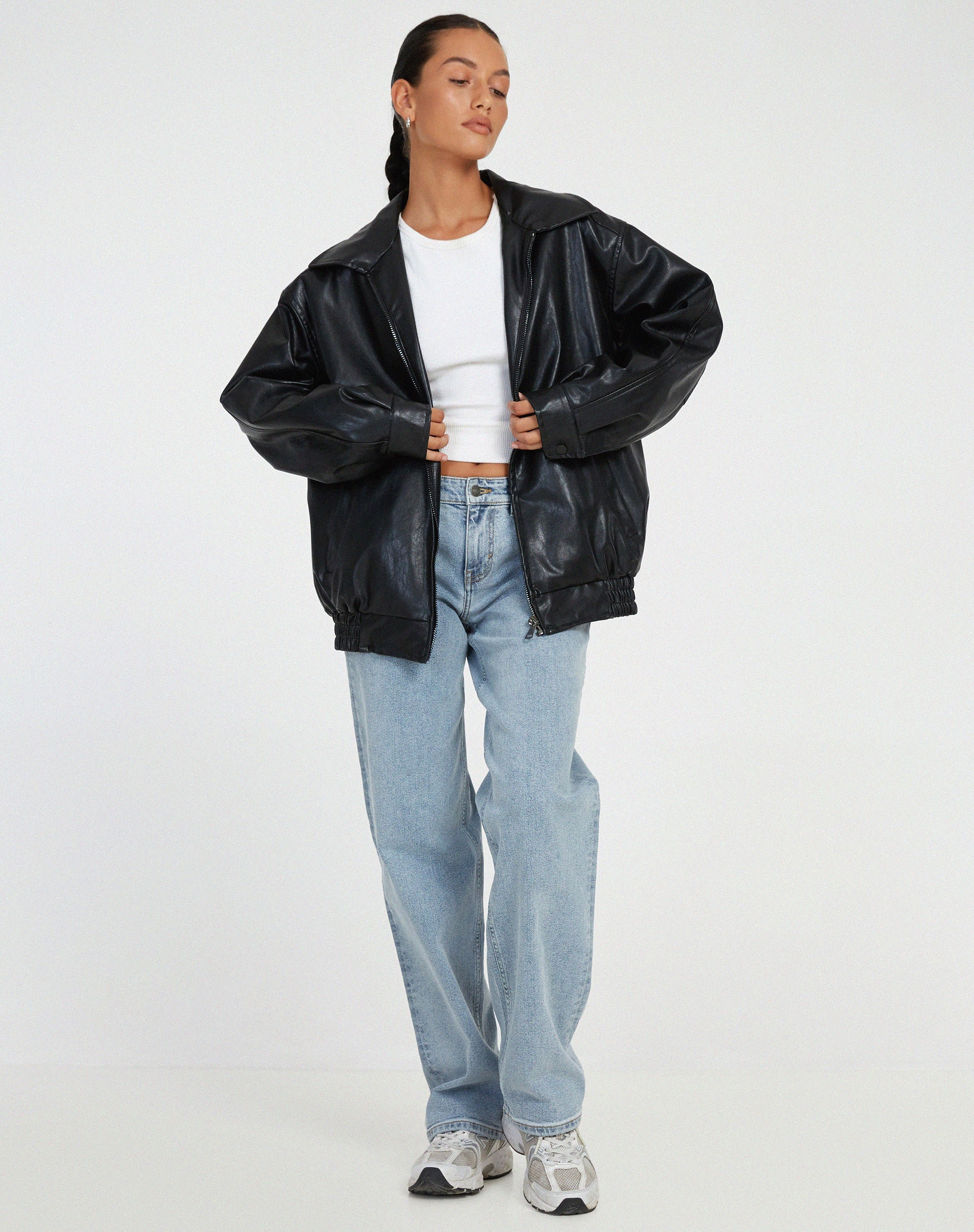 Oversized leren dames jas – losse zomerjas met tijdloos design