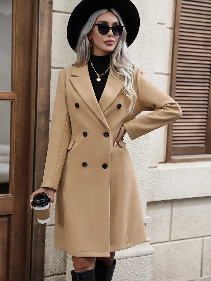 Dames Trenchcoat – Klassiek Lang Model met Dubbelrijige Sluiting & Elegante Details