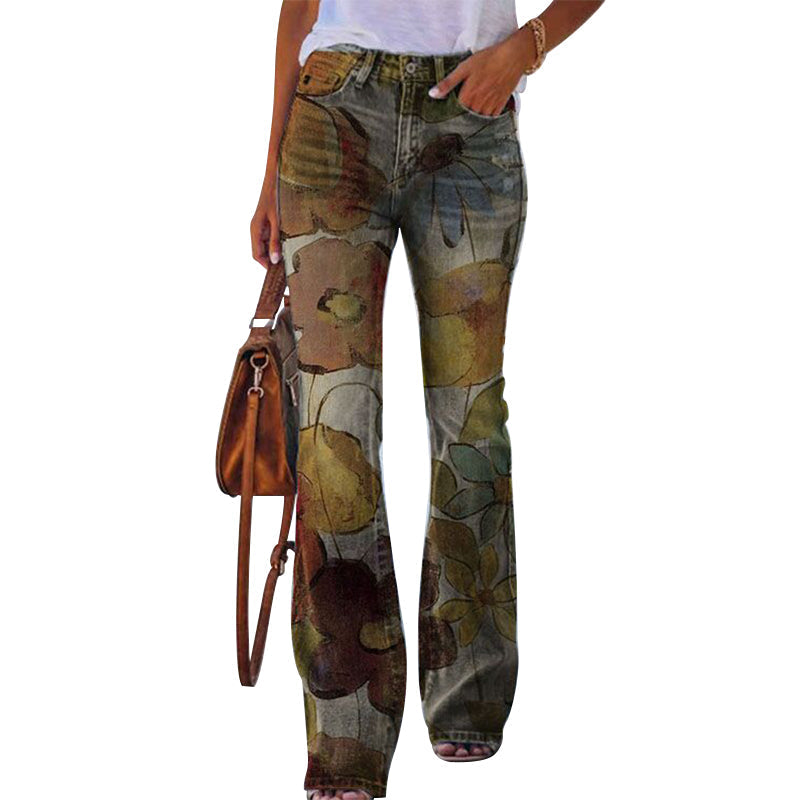Flare jeans dames – hoge taille met 4 knopen en klassiek 5-pocket design