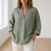 Freya dames blouse | Klassieke katoenen linnen blouse | Tijdloze zomerlook