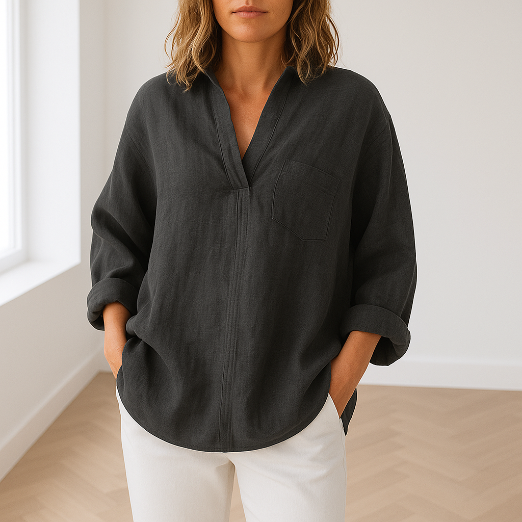 Freya dames blouse | Klassieke katoenen linnen blouse | Tijdloze zomerlook