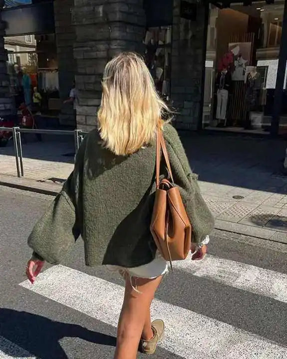 Heidi oversize dames trui – zachte en warme gebreide pullover met col