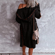 Evelyn Lang Damesvest – Oversized Grofgebreid Vest met Capuchon | Vardi Dante