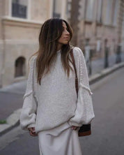 Heidi oversize dames trui – zachte en warme gebreide pullover met col