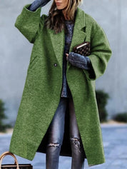 Elegante lange mantel dames met reverskraag – stijlvolle winterjas voor herfst