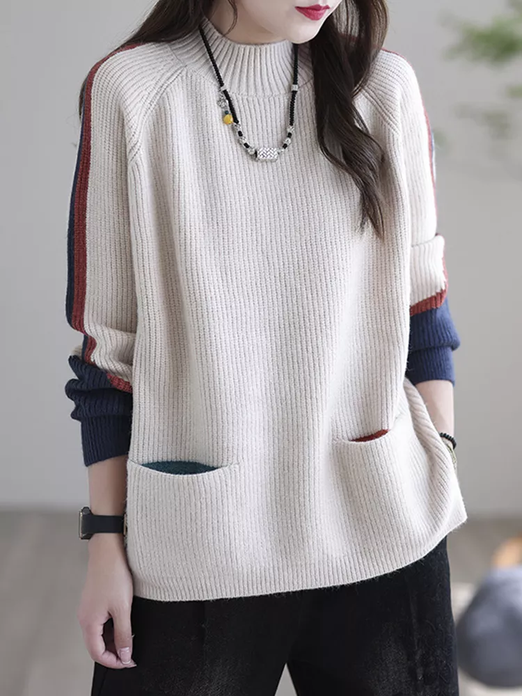 Livia trui dames | Oversized herfsttrui met zakken | Zachte warme najaarstrui