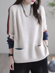 Livia trui dames | Oversized herfsttrui met zakken | Zachte warme najaarstrui