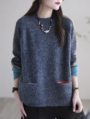 Livia trui dames | Oversized herfsttrui met zakken | Zachte warme najaarstrui