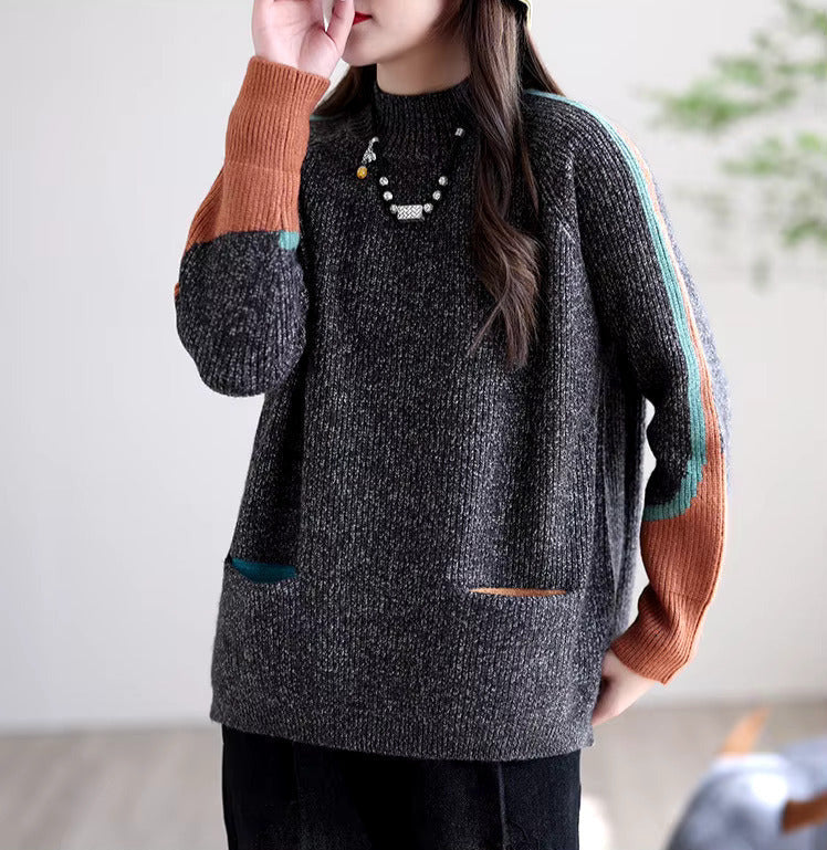 Livia trui dames | Oversized herfsttrui met zakken | Zachte warme najaarstrui