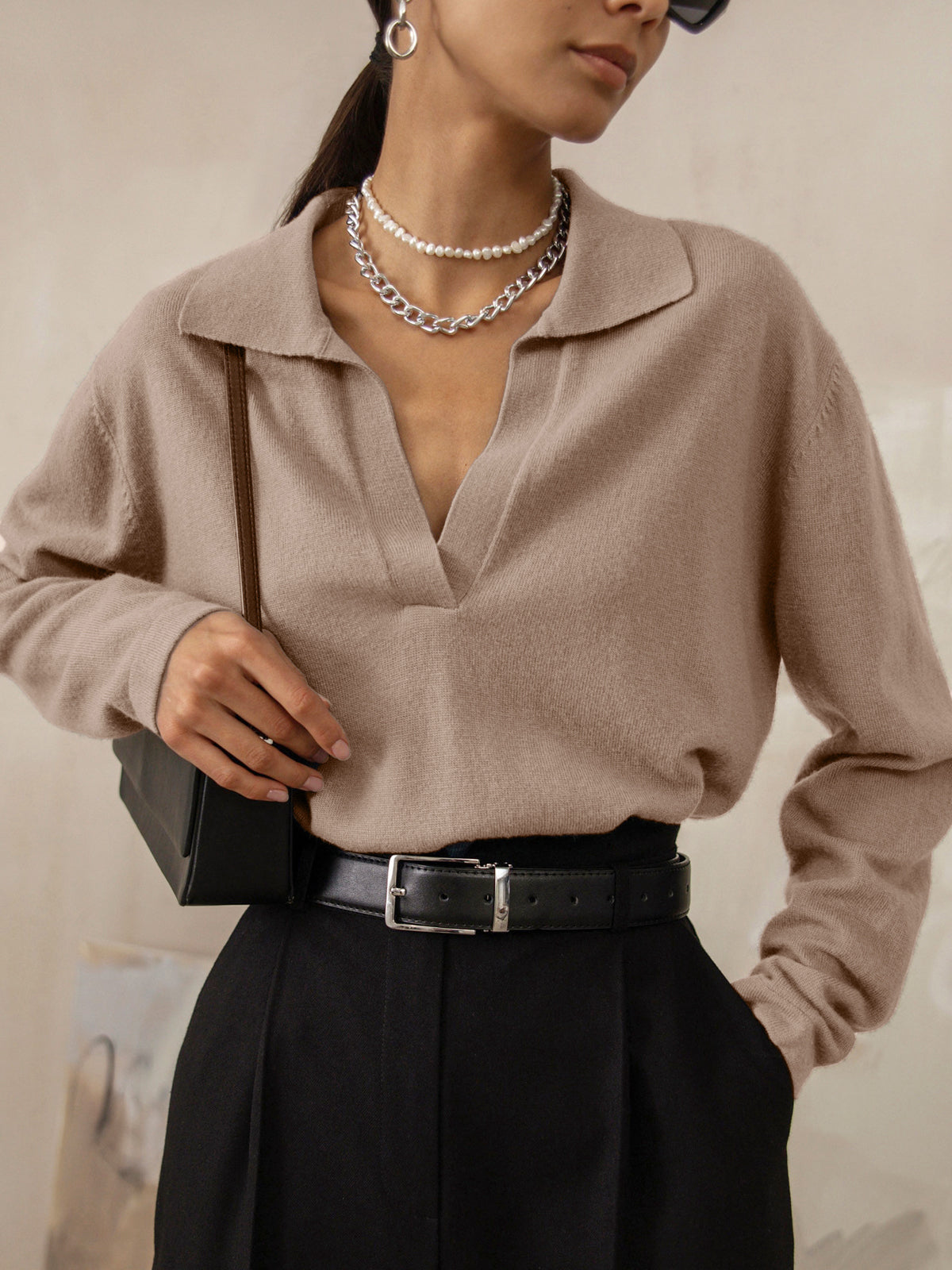 Oversized Herfstrui Dames – Warme Kabel-knit Sweater met Kraag