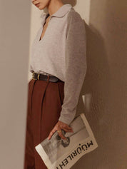 Oversized Herfstrui Dames – Warme Kabel-knit Sweater met Kraag
