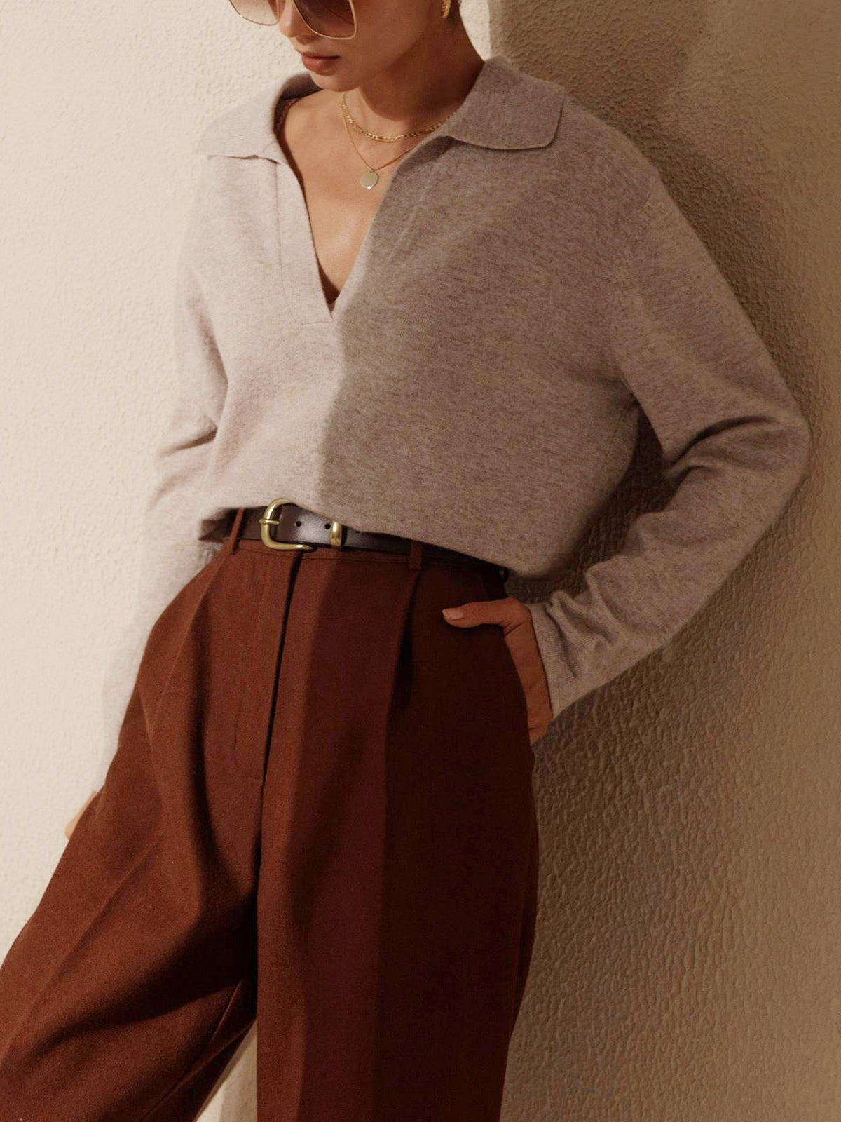Oversized Herfstrui Dames – Warme Kabel-knit Sweater met Kraag
