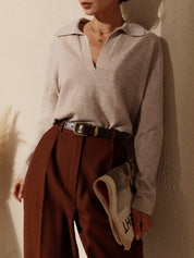 Oversized Herfstrui Dames – Warme Kabel-knit Sweater met Kraag