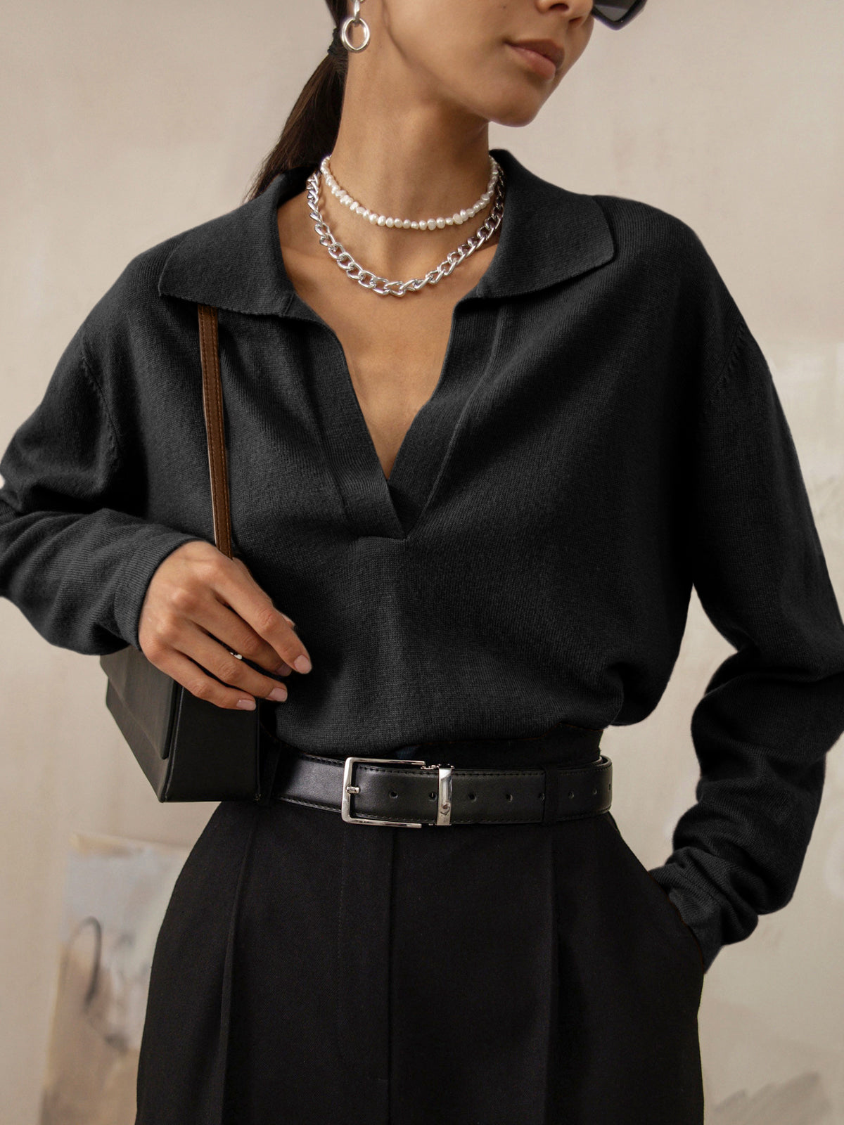 Oversized Herfstrui Dames – Warme Kabel-knit Sweater met Kraag