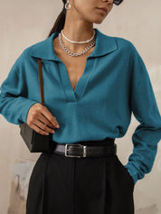 Oversized Herfstrui Dames – Warme Kabel-knit Sweater met Kraag