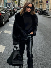 Zwarte dames faux fur winterjas – chique nepbont jas met luxe uitstraling
