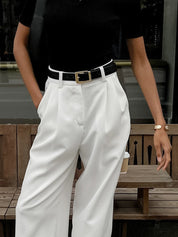 Stijlvolle Brede Pantalon Dames | Luxe Zwarte Pantalon | Tijdloze Elegantie