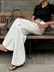 Stijlvolle Brede Pantalon Dames | Luxe Zwarte Pantalon | Tijdloze Elegantie