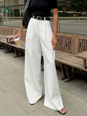 Stijlvolle Brede Pantalon Dames | Luxe Zwarte Pantalon | Tijdloze Elegantie