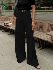 Stijlvolle Brede Pantalon Dames | Luxe Zwarte Pantalon | Tijdloze Elegantie