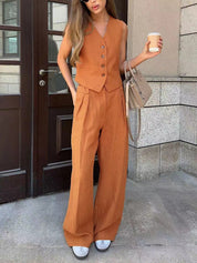 Katoen & Linnen Zomerset Dames – Elegante Tweedelige Set met Broek