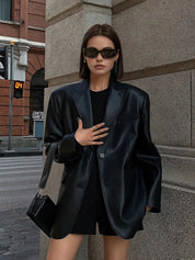 Sarah leren blazer dames – luxe leer met zakken & verfijnde details