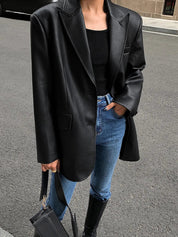 Sarah leren blazer dames – luxe leer met zakken & verfijnde details