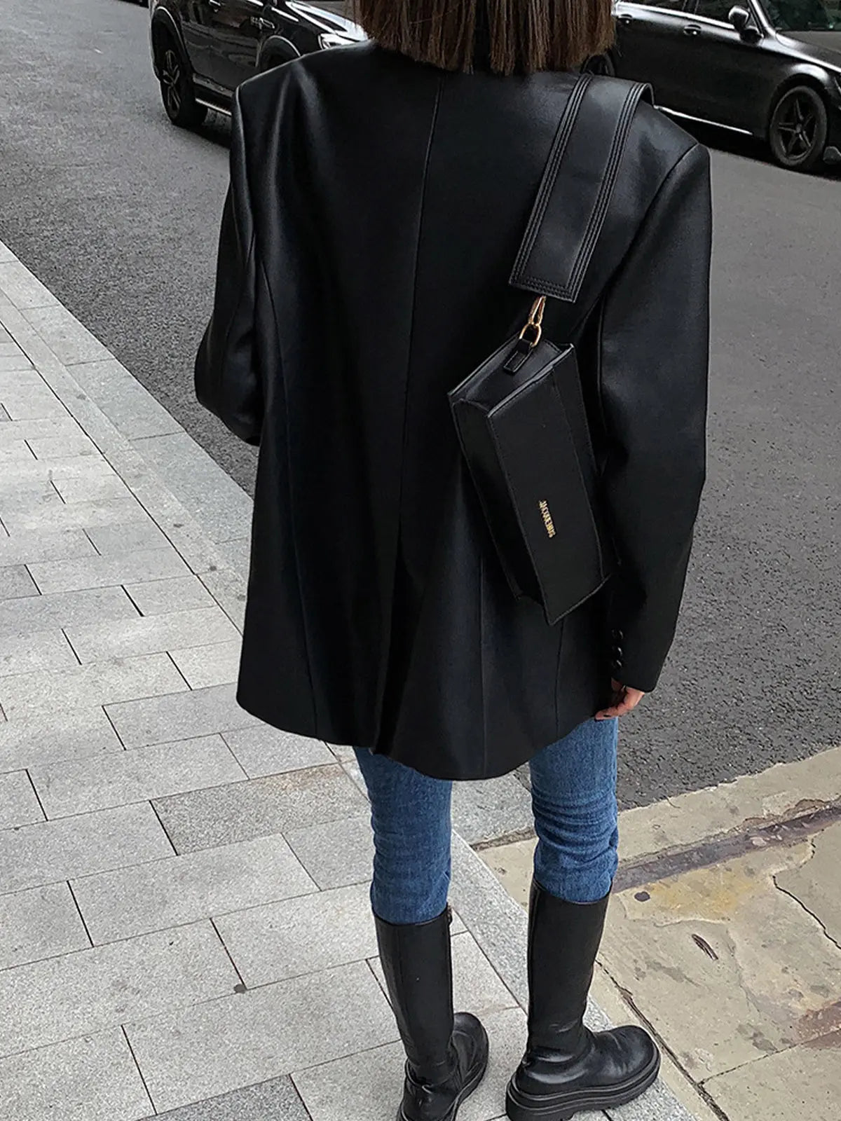 Sarah leren blazer dames – luxe leer met zakken & verfijnde details