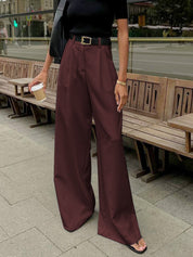 Stijlvolle Brede Pantalon Dames | Luxe Zwarte Pantalon | Tijdloze Elegantie