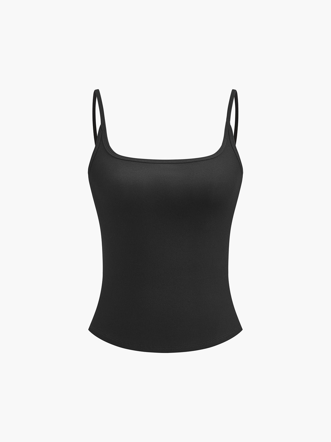Geribbelde dames spaghettitop – basic rib top met smalle bandjes