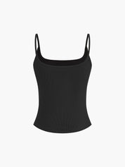 Geribbelde dames spaghettitop – basic rib top met smalle bandjes
