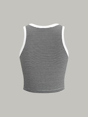 Zwart-wit gestreept cropped tanktop dames – sportief & stijlvol