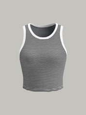Zwart-wit gestreept cropped tanktop dames – sportief & stijlvol