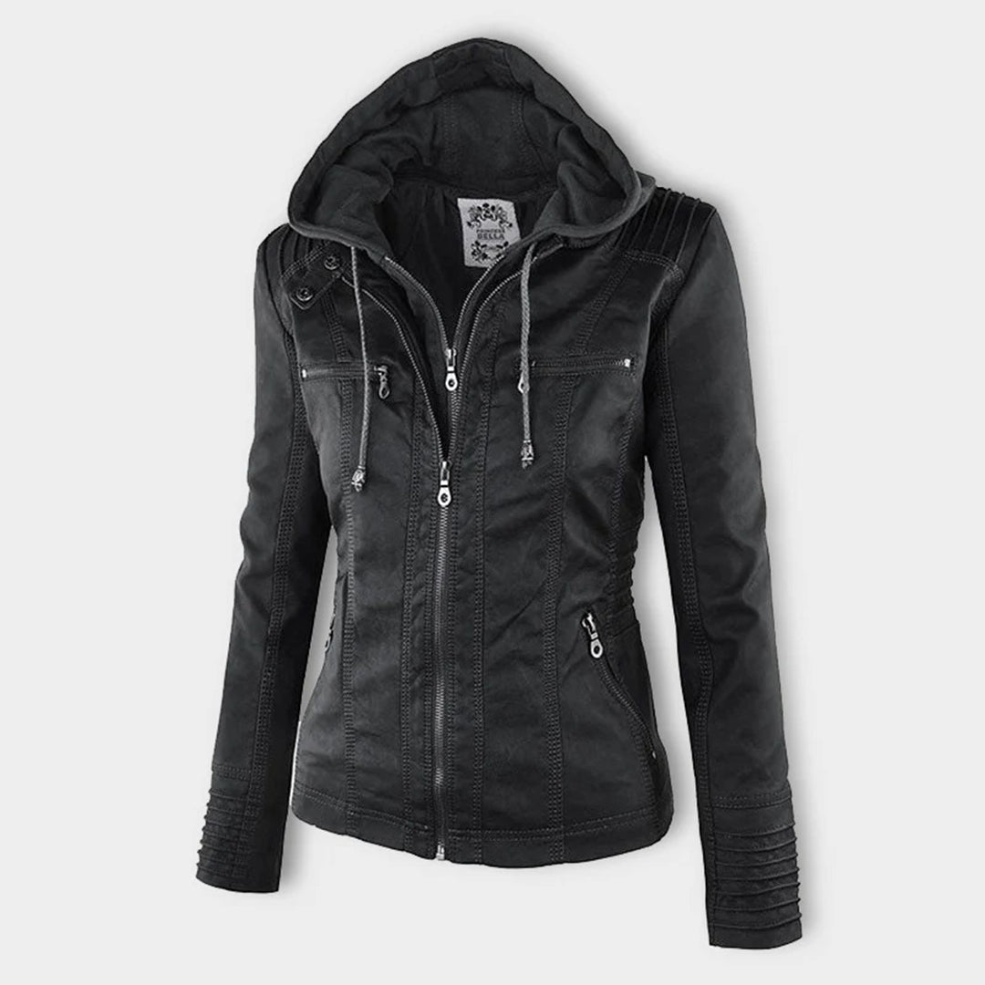 Leren jas dames met capuchon – waterafstotende jas van echt leer | Heidi-Mode