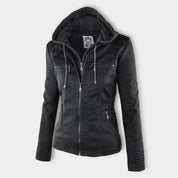 Leren jas dames met capuchon – waterafstotende jas van echt leer | Heidi-Mode