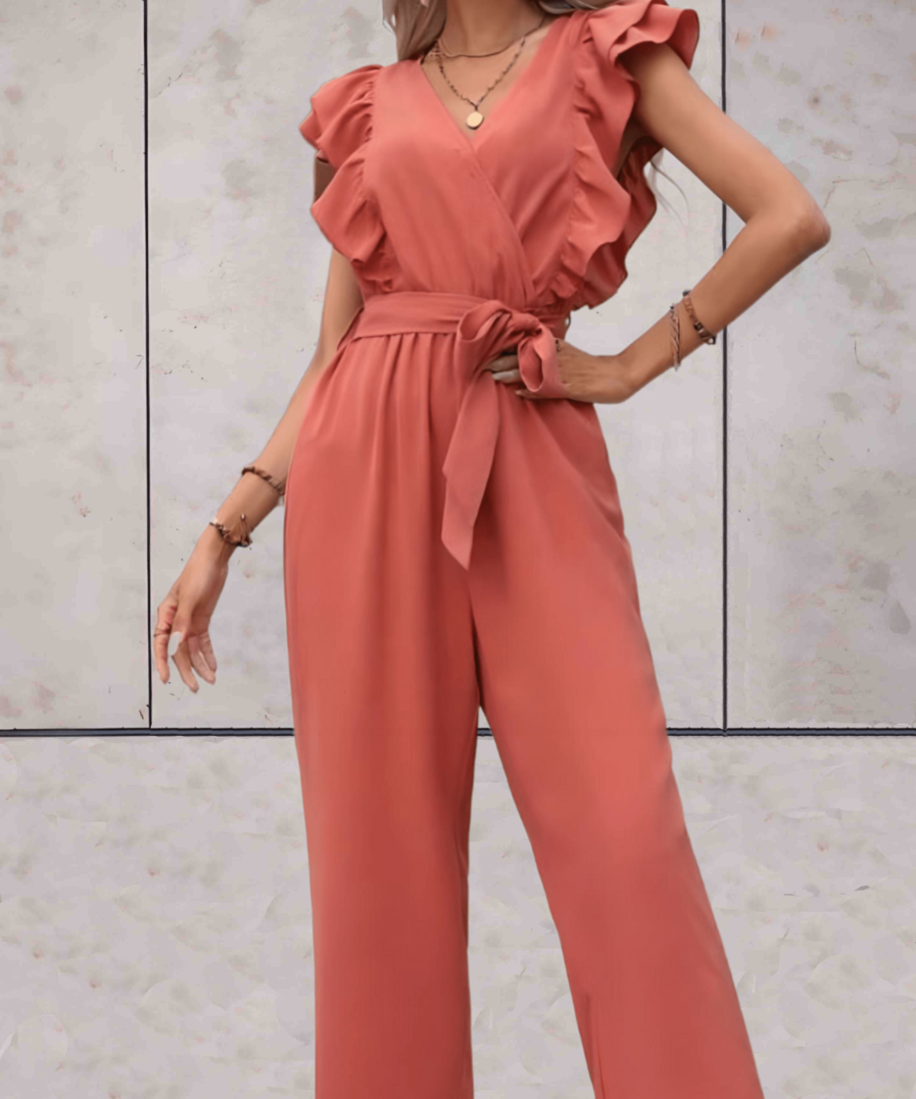 Nellie Jumpsuit Dames – Elegante Jumpsuit met Ruches en Taillekoord
