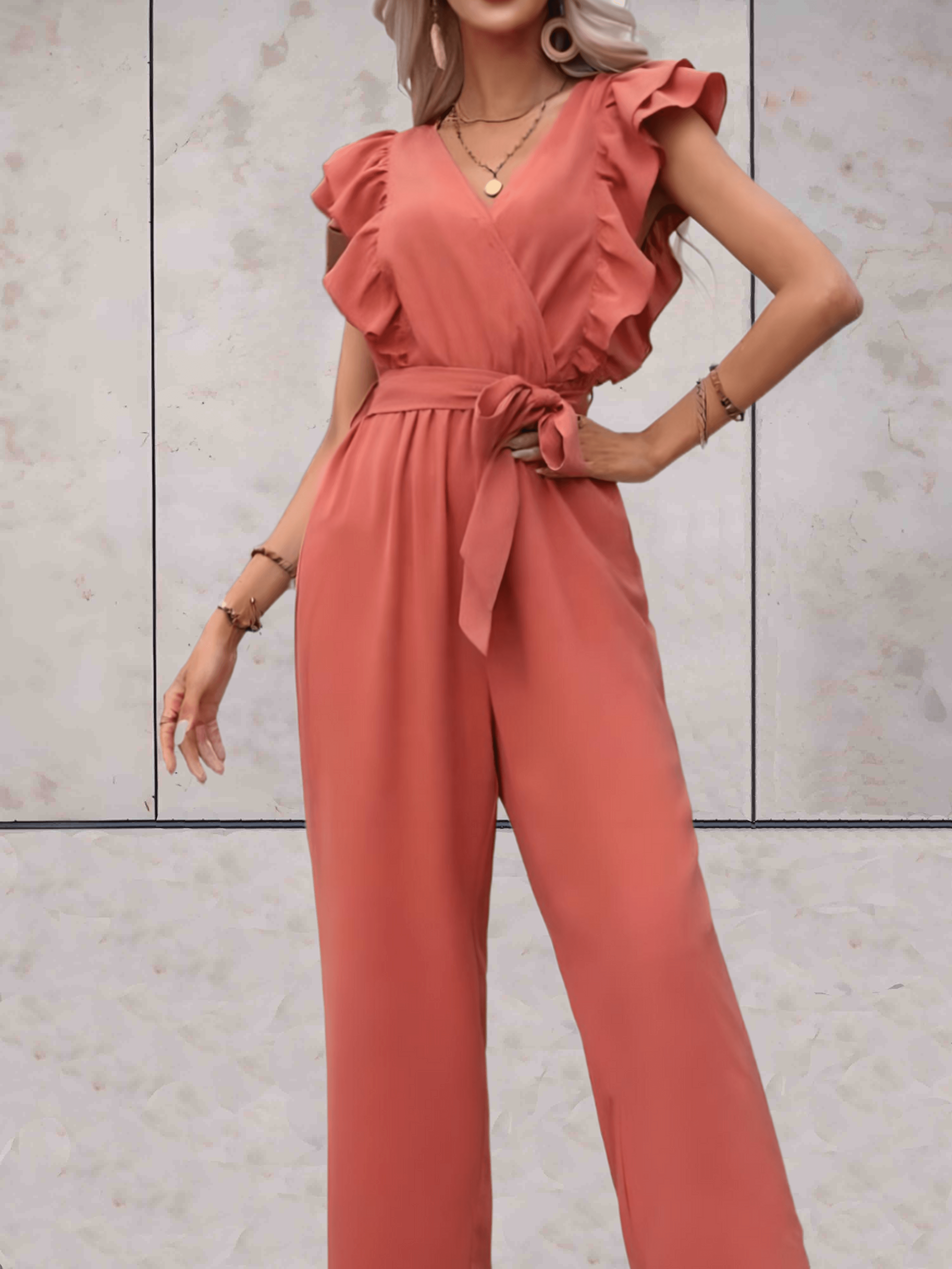 Nellie Jumpsuit Dames – Elegante Jumpsuit met Ruches en Taillekoord