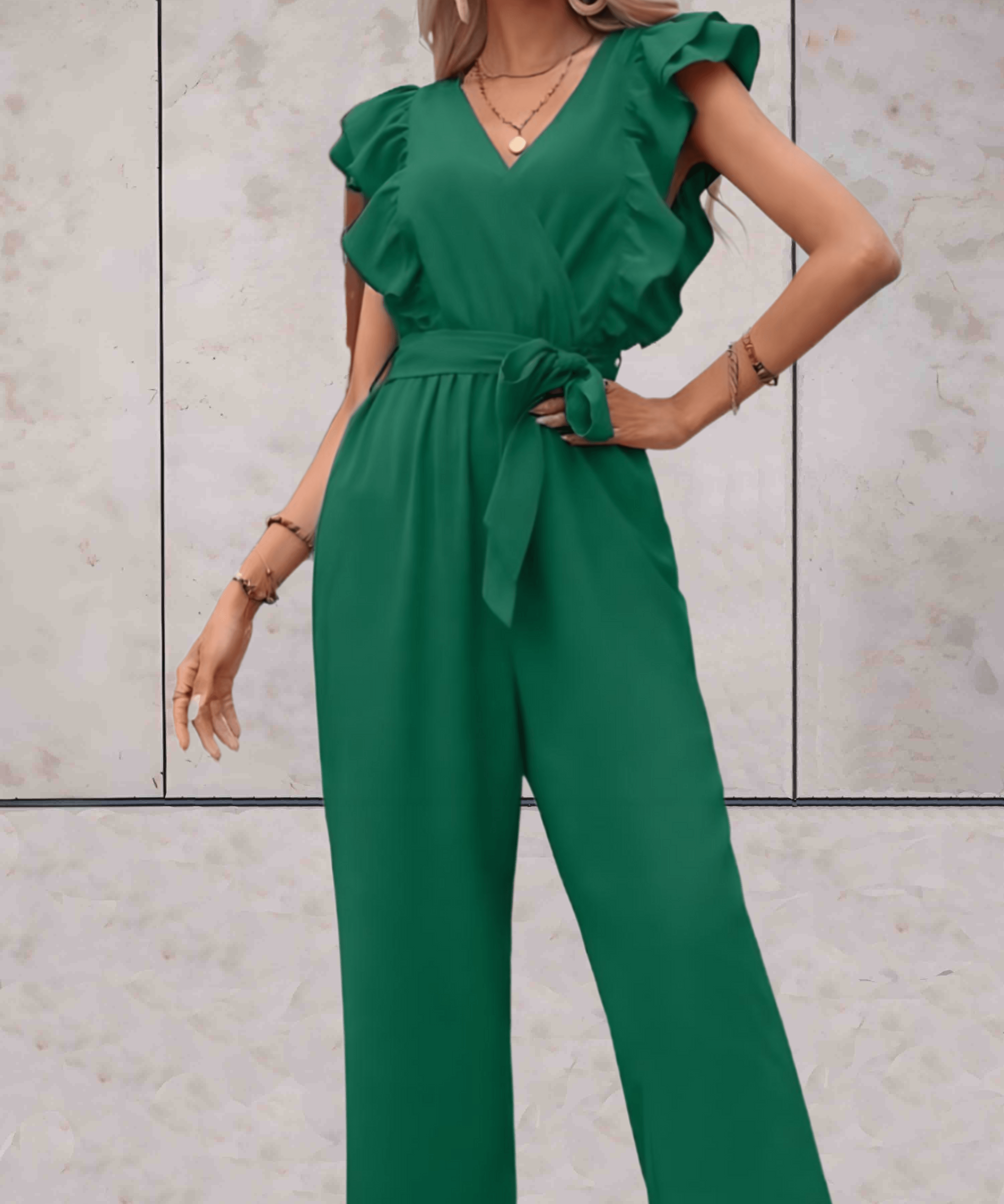 Nellie Jumpsuit Dames – Elegante Jumpsuit met Ruches en Taillekoord