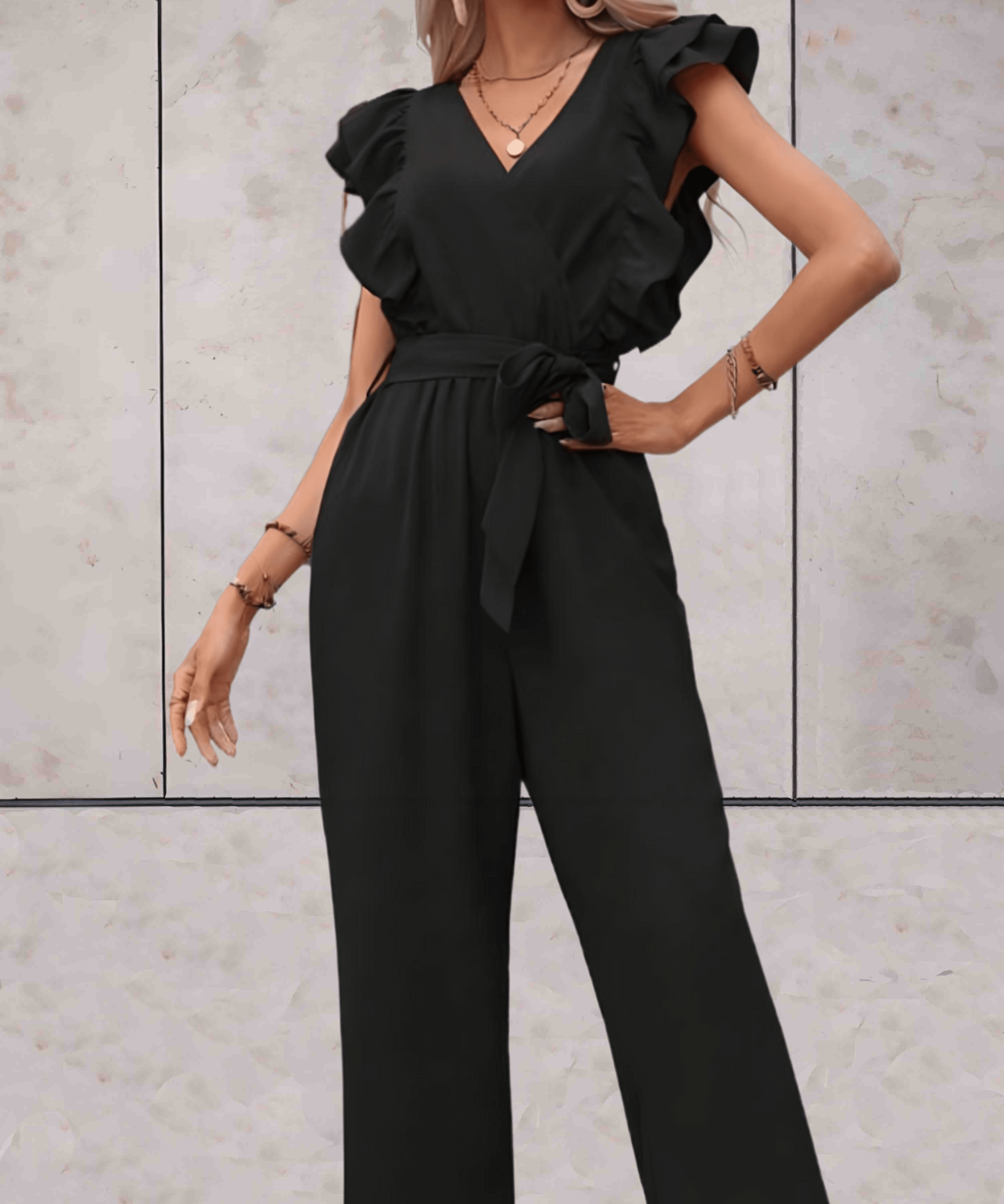 Nellie Jumpsuit Dames – Elegante Jumpsuit met Ruches en Taillekoord