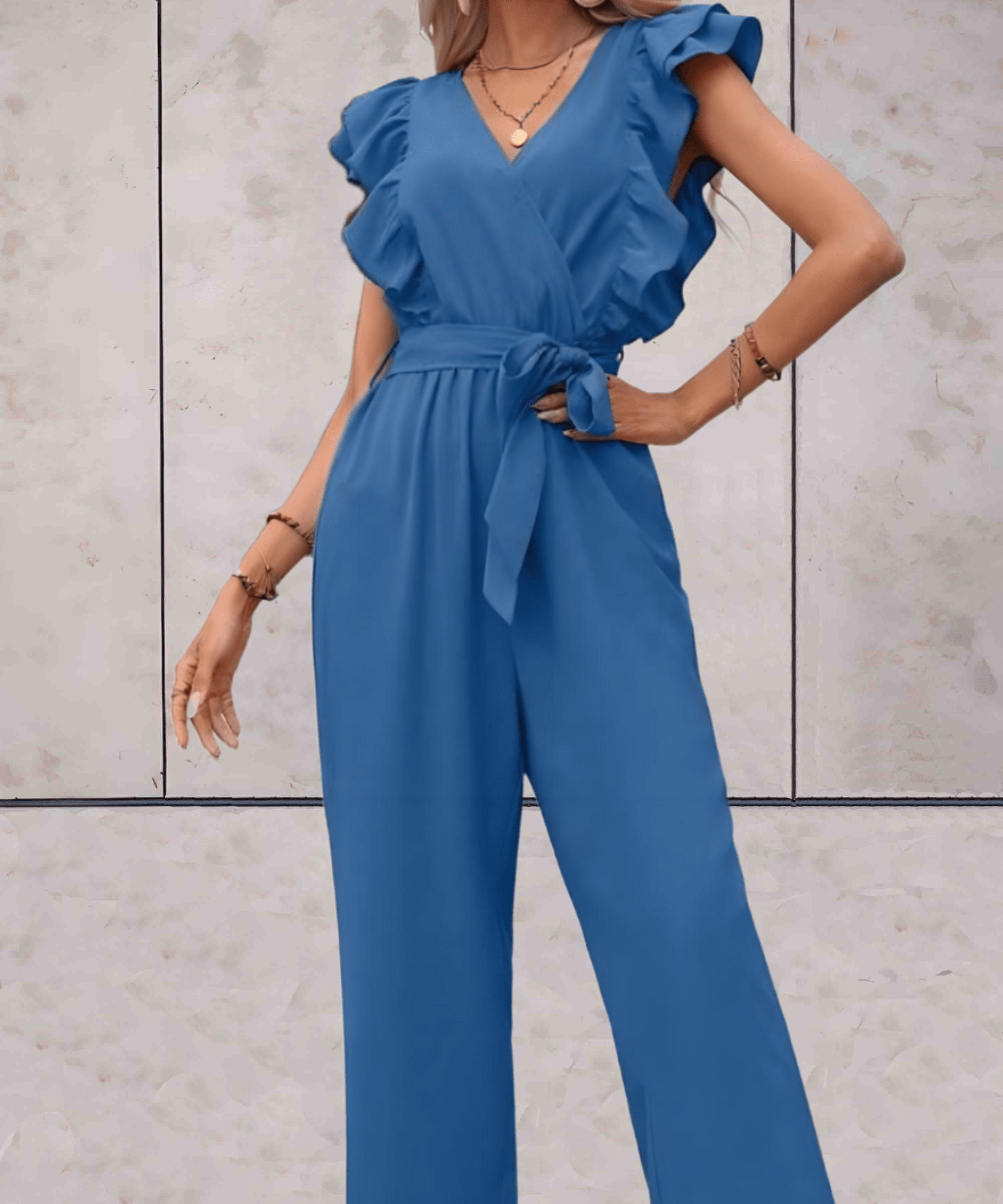 Nellie Jumpsuit Dames – Elegante Jumpsuit met Ruches en Taillekoord