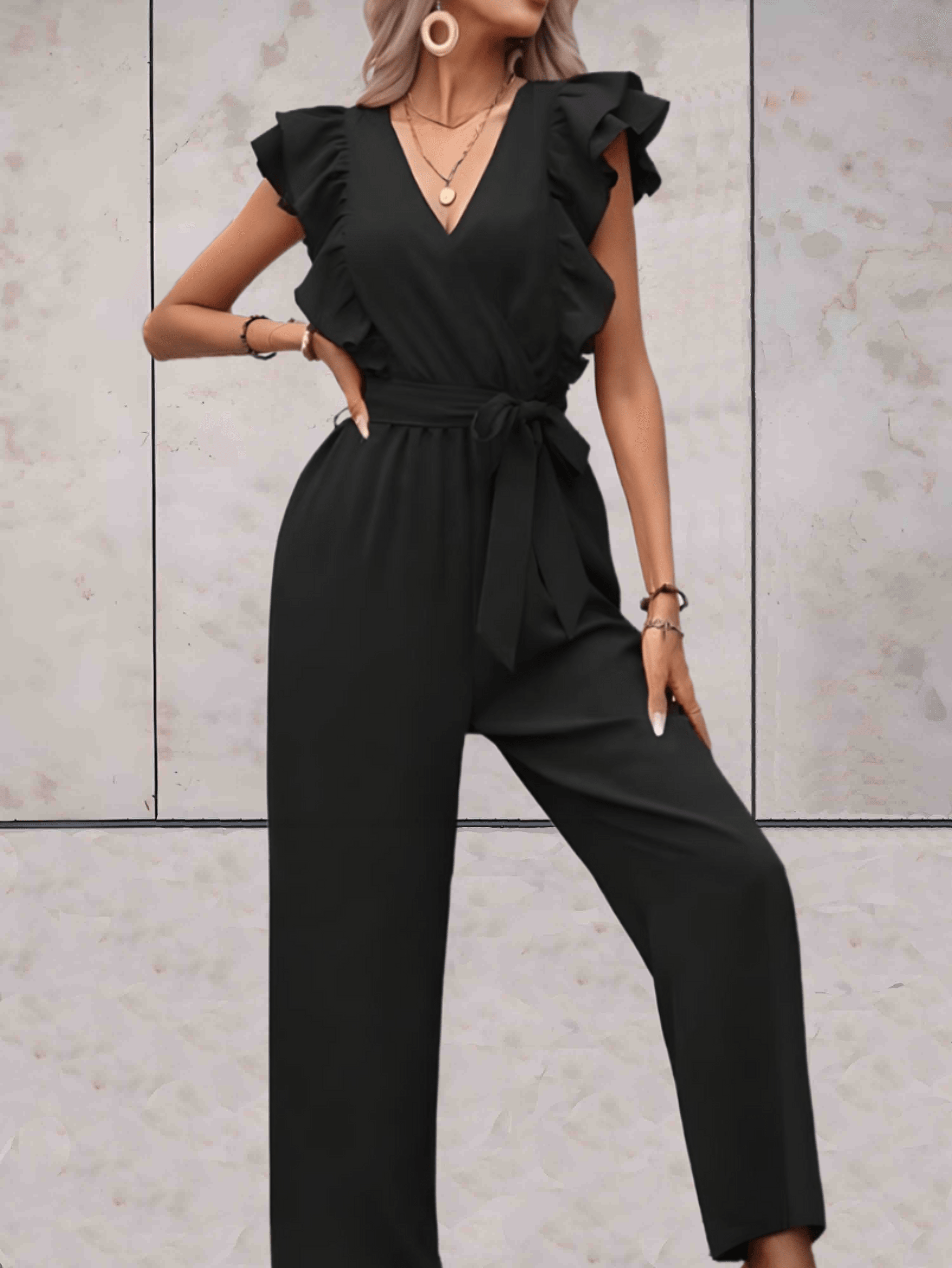 Nellie Jumpsuit Dames – Elegante Jumpsuit met Ruches en Taillekoord